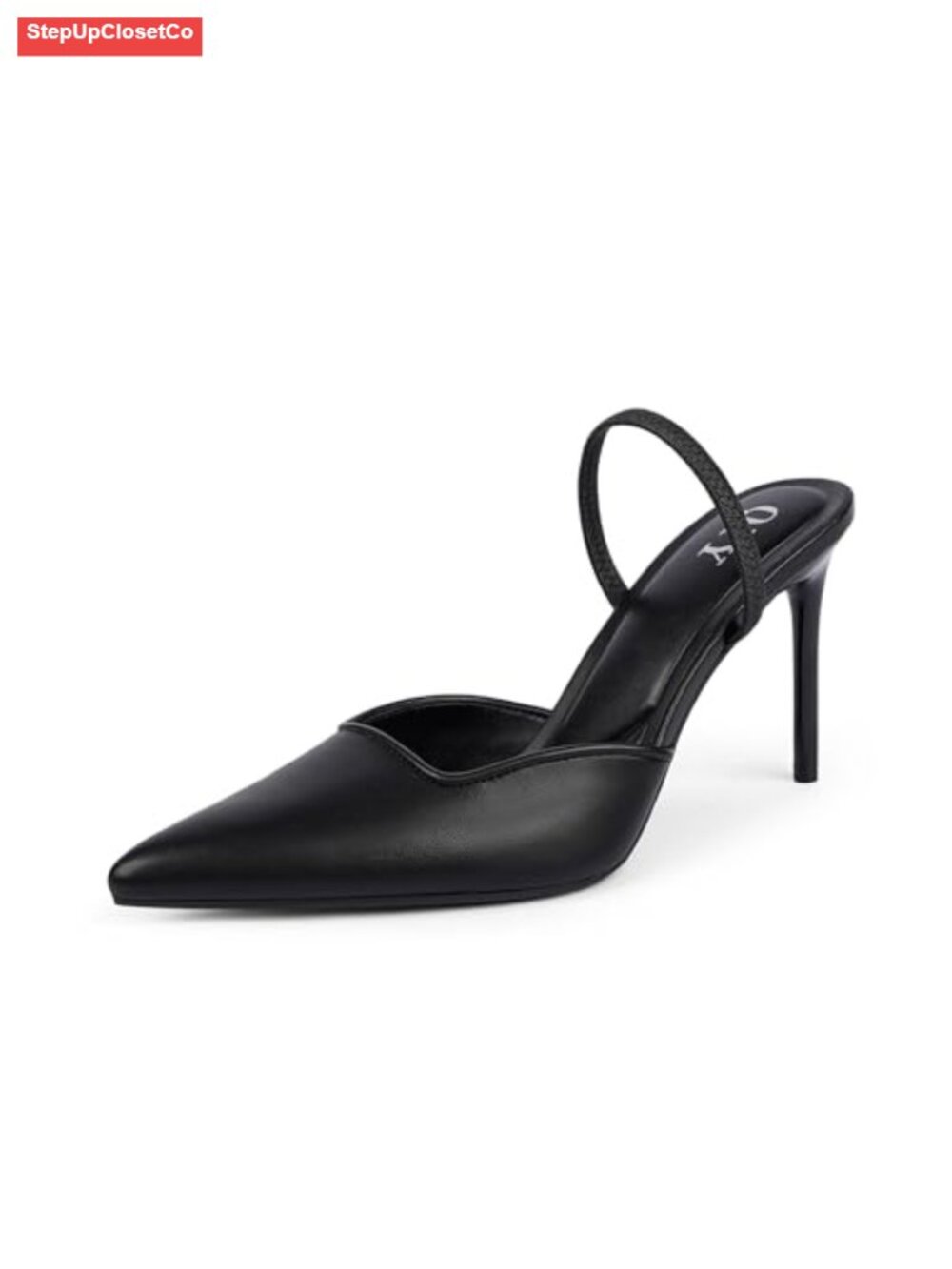 Pointed Toe Slingback Stiletto Pumps Faux Leather Slip On Heels